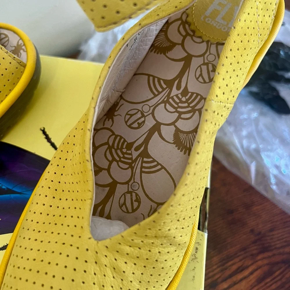Fly London Yala Perf Wedge in Lemon Yellow - Picture 3 of 8